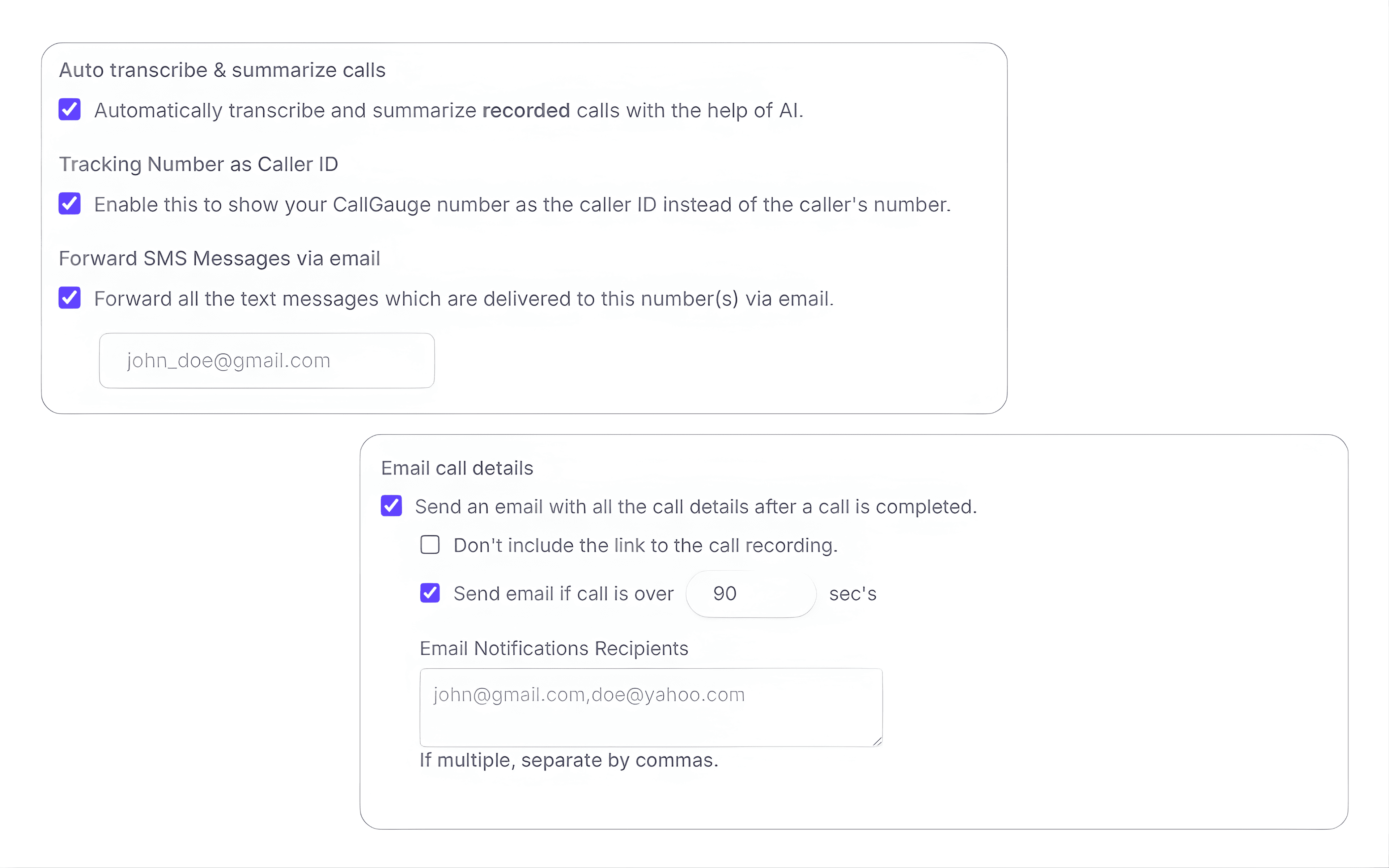Press 1 to connect call screening feature showing robocall filtering with text to speech and audio prompt settings