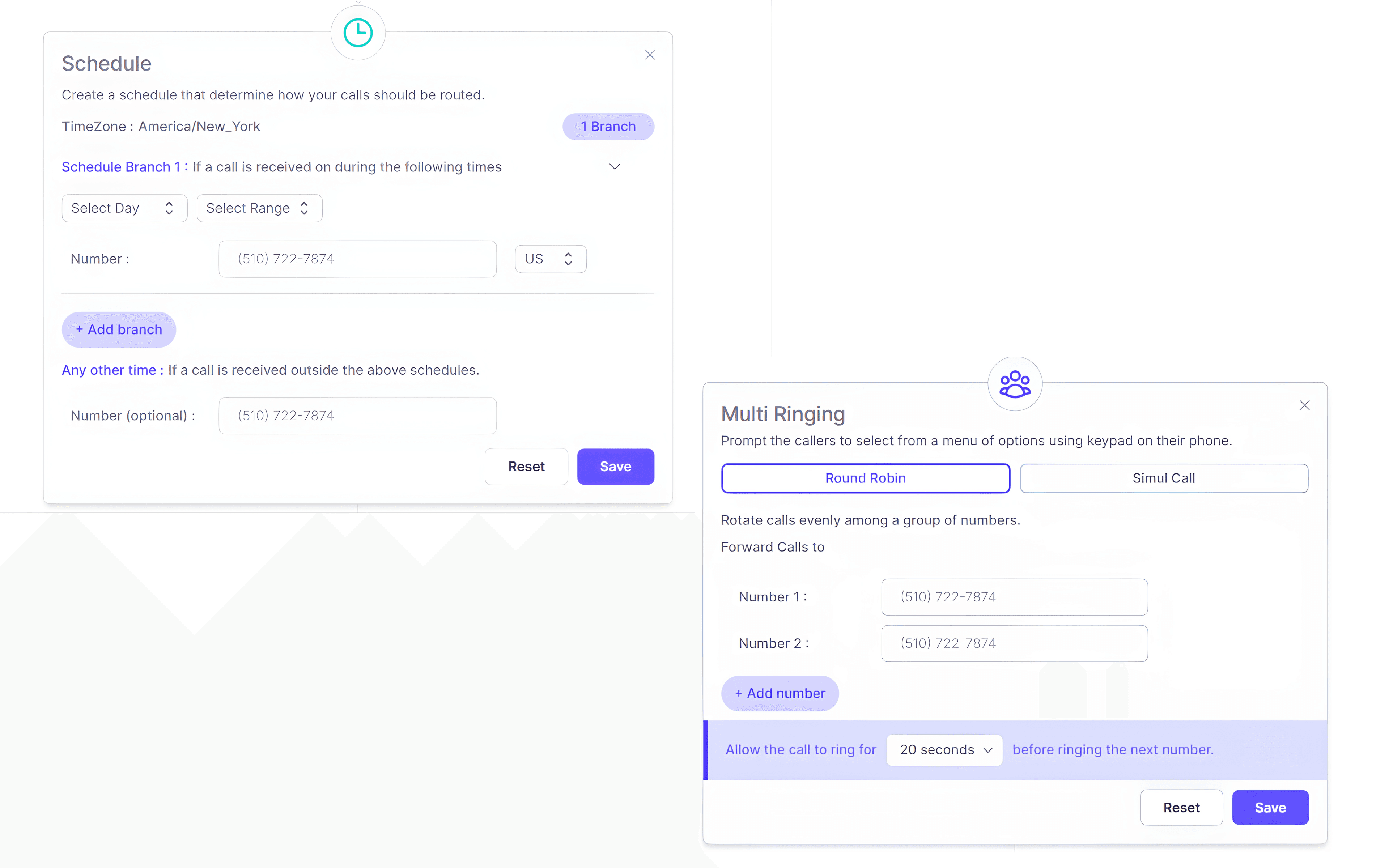 CallGauge AI routing rules configuration for directing inbound calls to the appropriate destination.