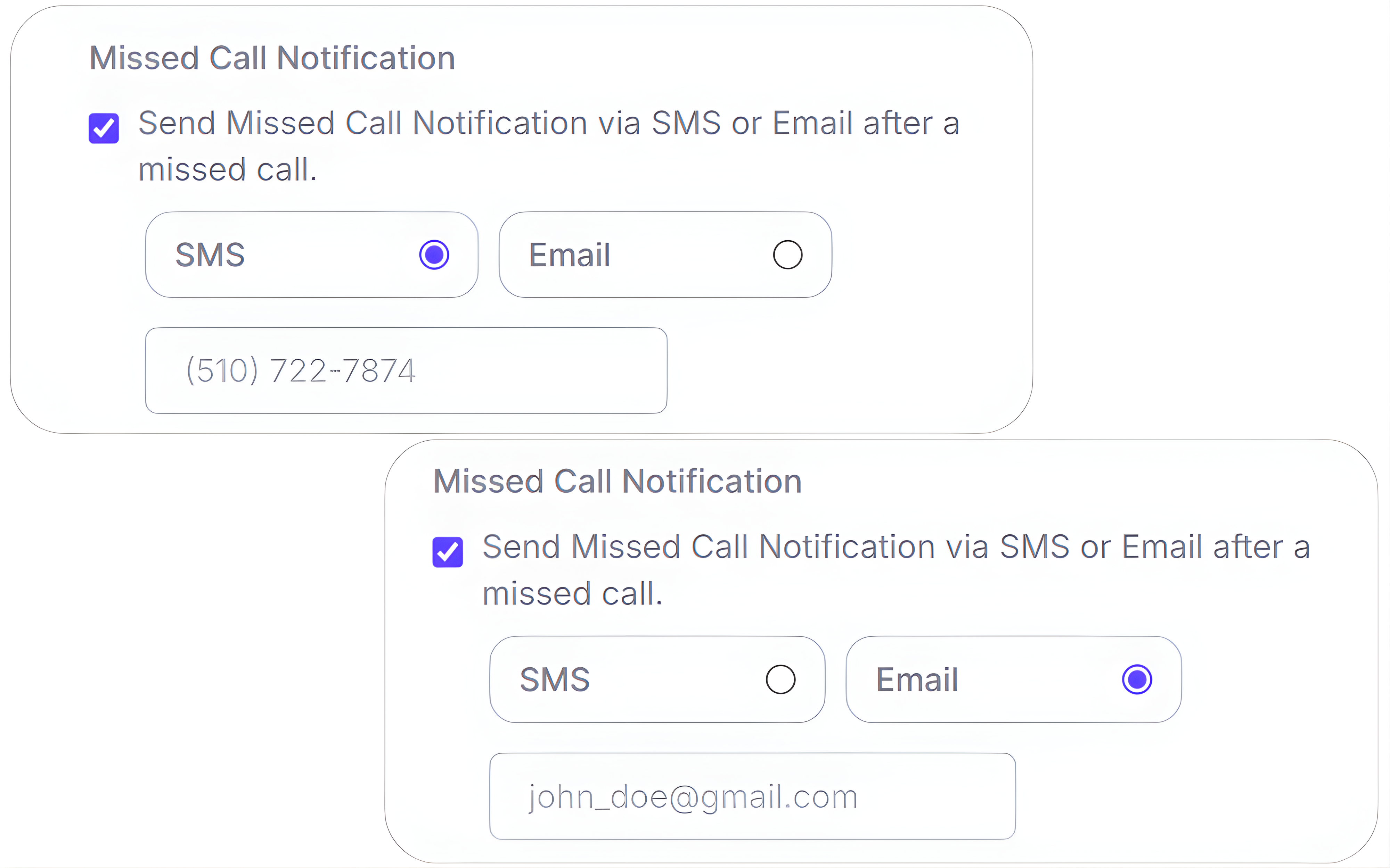 CallGauge AI missed call texts automation sending custom SMS when a forwarded call is not answered.